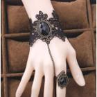 Gemstone Bracelet With Ring Black - One Size