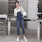 Flared-cuff Shirt / Washed Denim Dungaree / Set