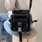 Lettering Zip Crossbody Bag Black - One Size