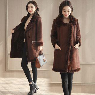 Fluffy-lined Suede Coat