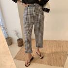 Gingham Cropped Straight-fit Pants Gingham - Black & White - One Size
