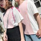Couple Matching Elbow-sleeve Two-tone T-shirt