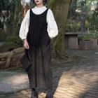 Spaghetti-strap Maxi Knit Dress Black - One Size