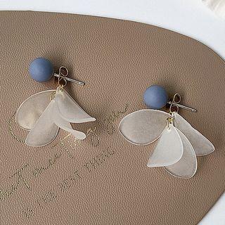 Sterling Silver Drop Earring 1 Pair - B-555 - Blue & Translucent White - One Size