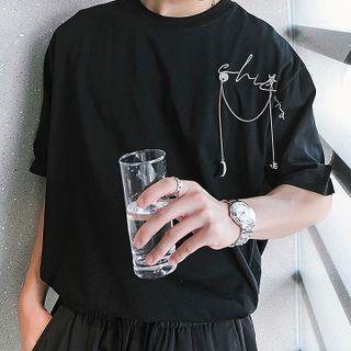 Short Sleeve Embroidered Oversized Tee