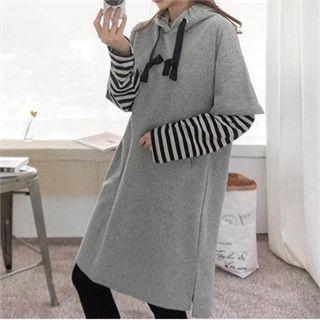 Inset Stripe T-shirt Short-sleeve Pullover Dress