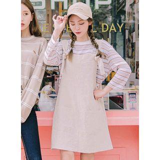 Dual-pocket Linen Jumper Dress