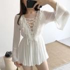 Lace-up Long-sleeve Playsuit