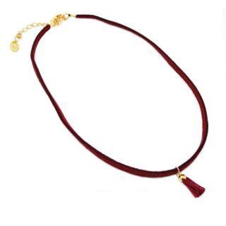 Tasseled Suedette Choker Black - One Size