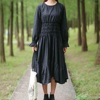 Long-sleeve Asymmetric Maxi Dress