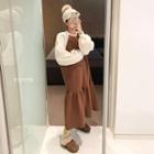 Reglan-sleeve Ruffle-hem Pullover Dress