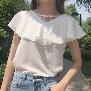 Frilled Chiffon Short-sleeve Top