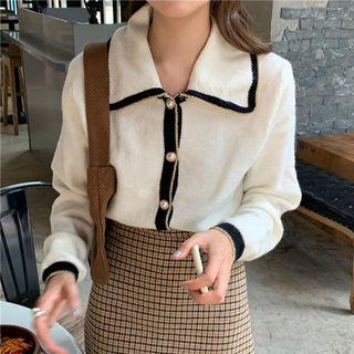 Contrast Trim Peter Pan Blouse