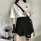Butterfly Short-sleeve Shirt / A-line Skirt