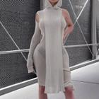 One-shoulder Hooded Asymmetrical Sheath Dress