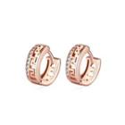 Fashion Simple Plated Rose Gold Geometric Round Hollow Cubic Zirconia Stud Earrings Rose Gold - One Size