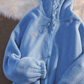 Checkered Hooded Zip Jacket