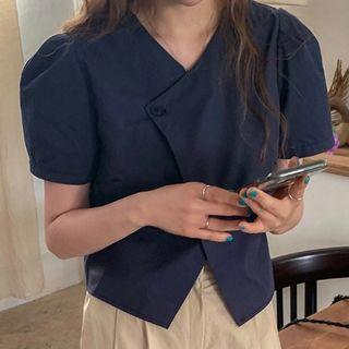 Short-sleeve Front-slit Blouse