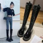 Patent Lace-up Tall Boots