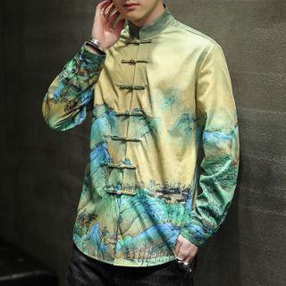 Frog-button Print Shirt