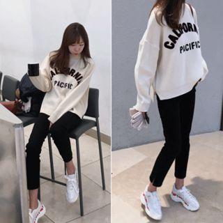 Letter-patch Wool Blend Knit Top