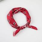 Patterned Satin Neck Scarf Red - One Size