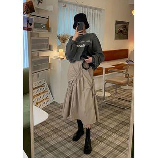 Ruched Flared A-line Long Skirt