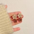 Flower Alloy Dangle Earring 1 Pair - Silver Needle - Beige & Brown - One Size