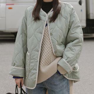 Contrast-trim Inset Scarf Padded Jacket