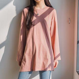 Slit-hem Colored T-shirt