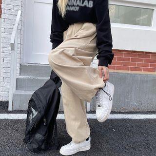 Drawstring-cuff Wide Leg Jeans