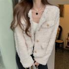 Chenille Cropped Jacket Milky White - One Size