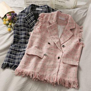 Double-breasted Fringed Woolen Vest