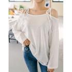 Plus Size Tie-strap Off-shoulder Top