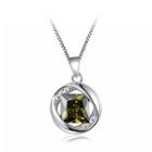 925 Sterling Silver August Birthday Stone Pendant With Green Cubic Zircon And Necklace