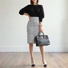 Tall Size Button-front Slit-hem Skirt
