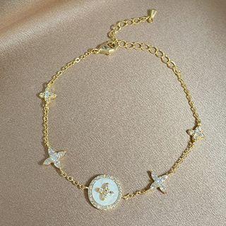 Shell Rhinestone Bracelet 1 Pc - As Shown In Figure - One Size
