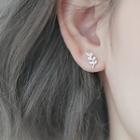 925 Sterling Silver Rhinestone Leaf Earring 1 Pair - 925 Sterling Silver Rhinestone Leaf Earring - One Size
