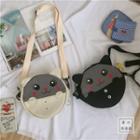 Canvas Cat Crossbody Round Bag