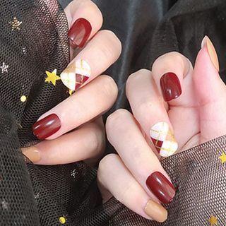 Plaid / Plain Faux Nail Tips