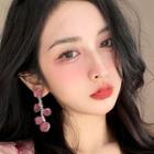 Rose Acrylic Alloy Dangle Earring A3666 - 1 Pair - Pink - One Size