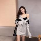 Zip-up Long-sleeve Jacket / High-waist A-line Skirt