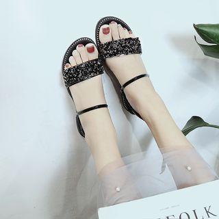 Sequined Low-heel Sandals