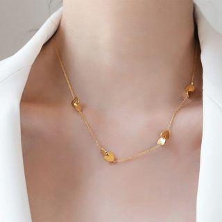 Heart Alloy Necklace Gold - One Size