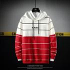 Couple Matching Two-tone Lettering Striped Hoodie