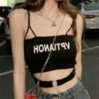 Lettering Cut-out Crop Camisole Top