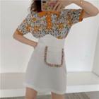 Floral Short-sleeve Knit Top / Pocket Detail A-line Skirt