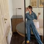 Print Short-sleeve Jumpsuit