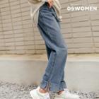 Snap-buttoned Roll-up Baggy Jeans