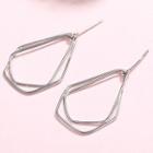 925 Sterling Silver Geometrical Drop Earring 1 Pair - Silver - One Size